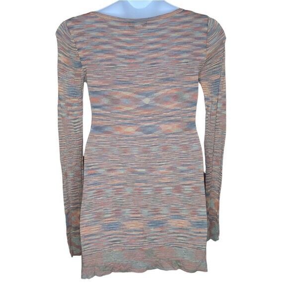 Y2K PHILIPPE ADEC Paris spacedye long sleeve v-neck tunic top M - Picture 3 of 7
